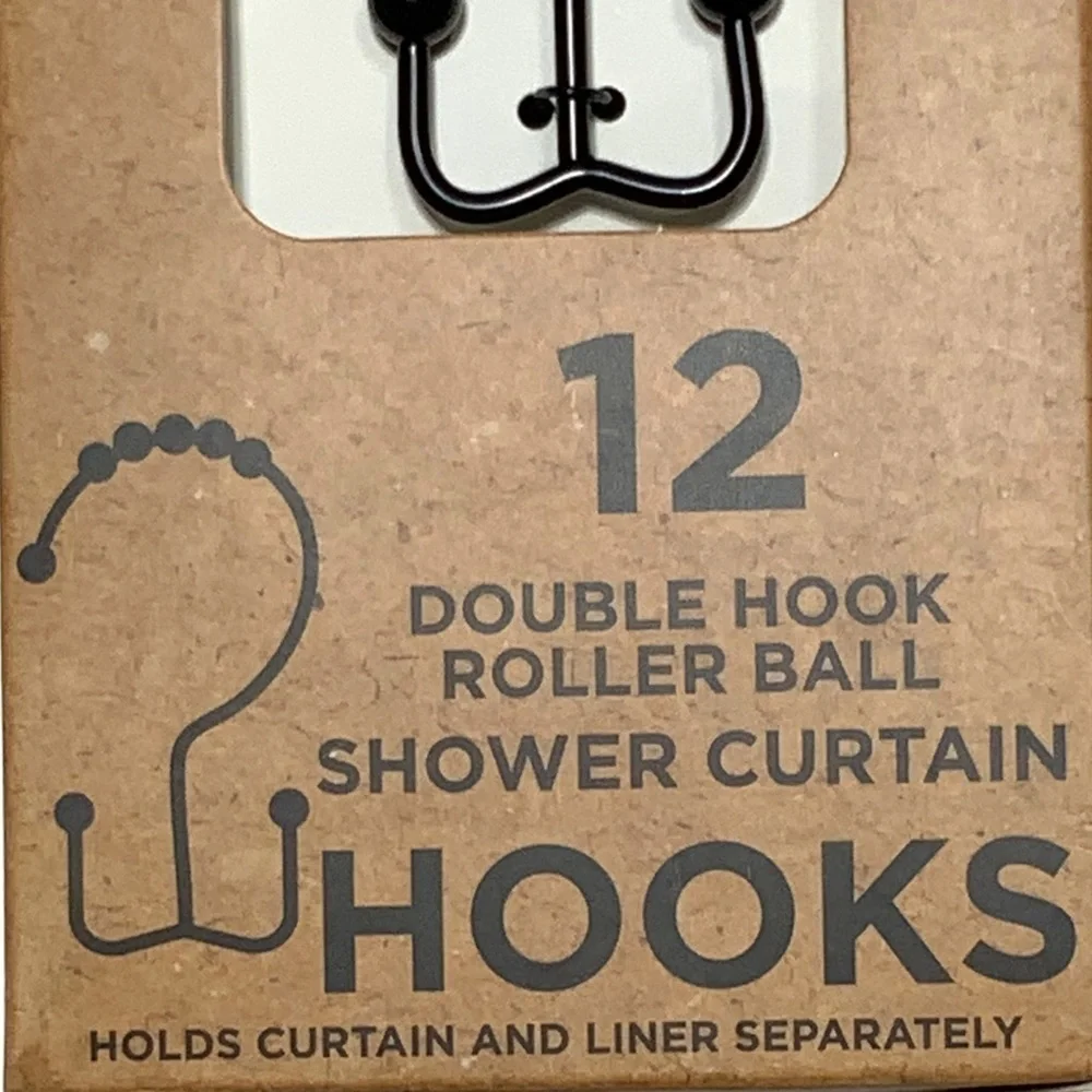 Sultan’s Linens Double Shower Hooks Roller Stainless 12 Piece Black Matt Finish